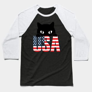 American Flag Cat 4th Of July Kitten Patriotic Pet Lover Baseball T-Shirt